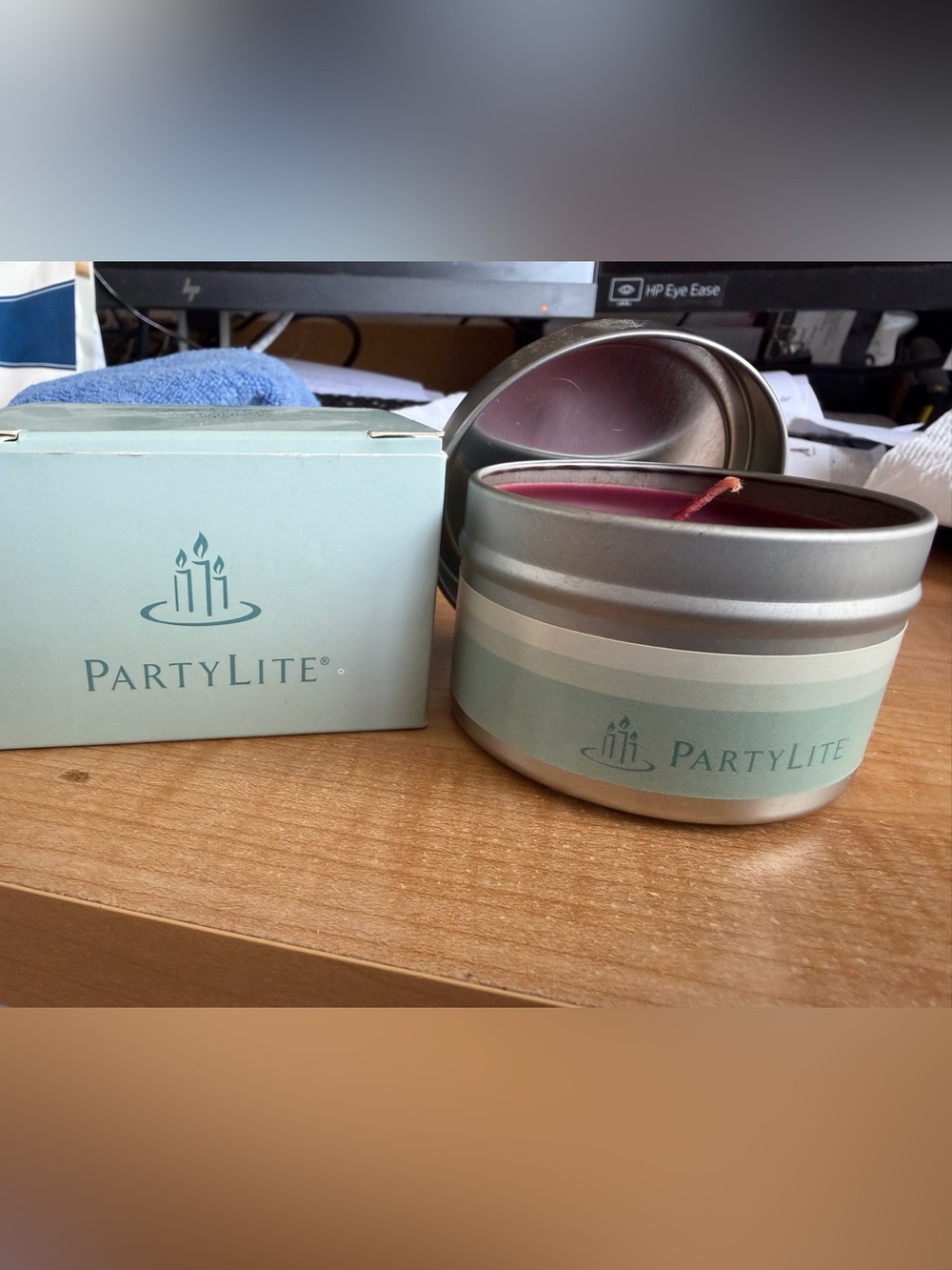 Vintage PartyLite Mulberry Scented Candle Tin, Single Wick, 4.5 oz,